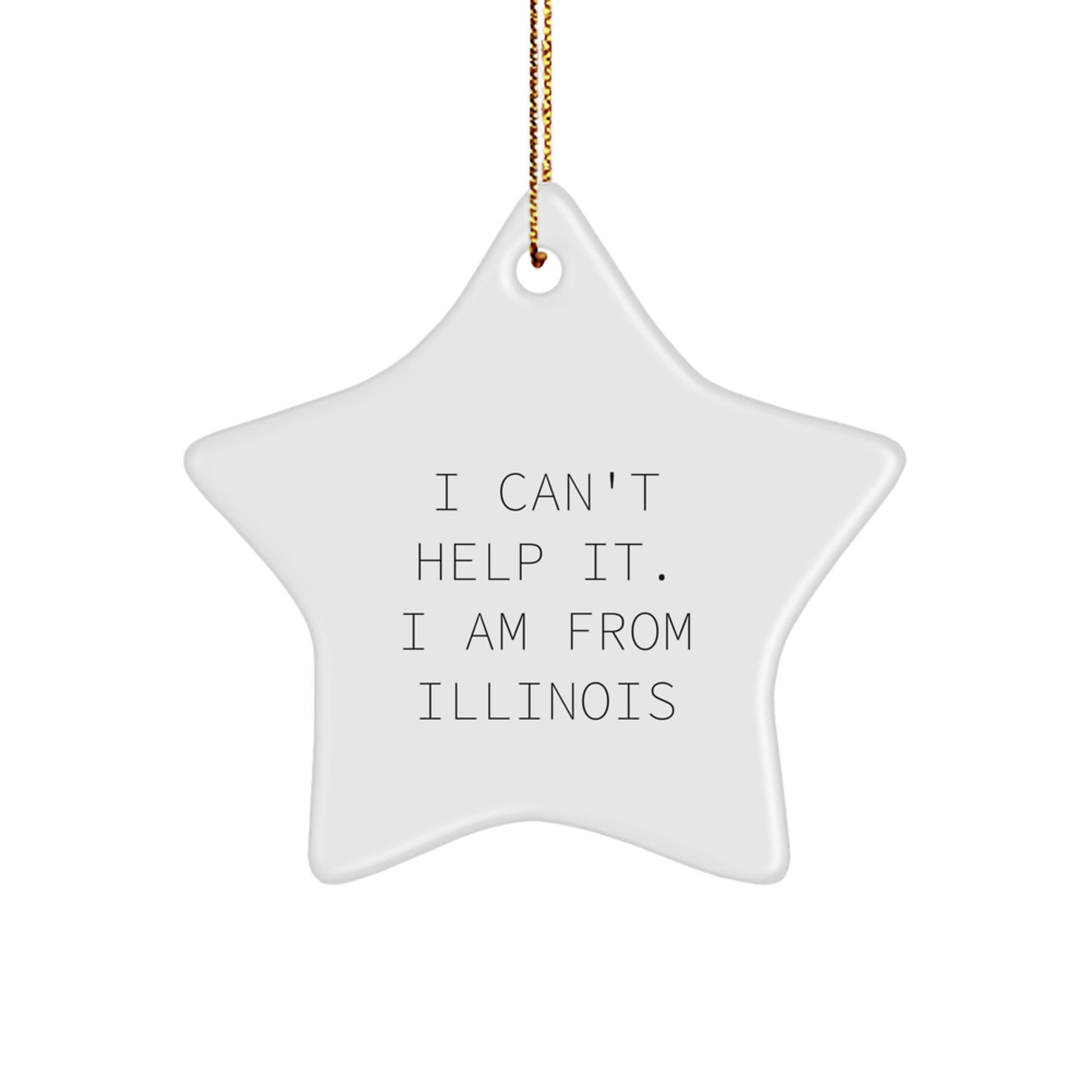 Funny Illinois Star Ornament Gifts from Friends and Family for Illinois Men and Women - 'I Can't Help It. I Am From Illinois' Star Shaped Christmas Unique Gifts - Image 1