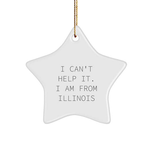 Funny Illinois Star Ornament Gifts from Friends and Family for Illinois Men and Women - 'I Can't Help It. I Am From Illinois' Star Shaped Christmas Unique Gifts - Image 1