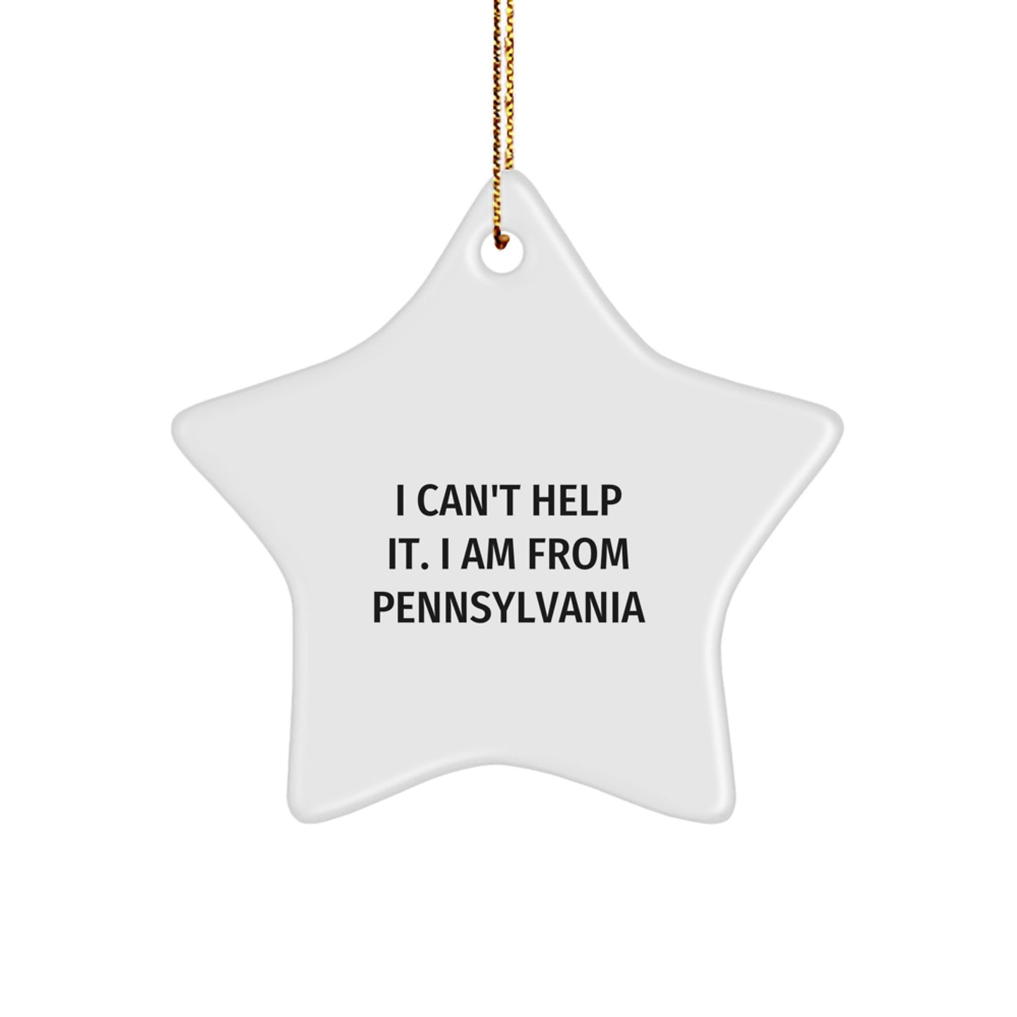 Pennsylvania Christmas Star Ornament Gifts from Friends and Family, I Can't Help It I Am From Pennsylvania - Image 1