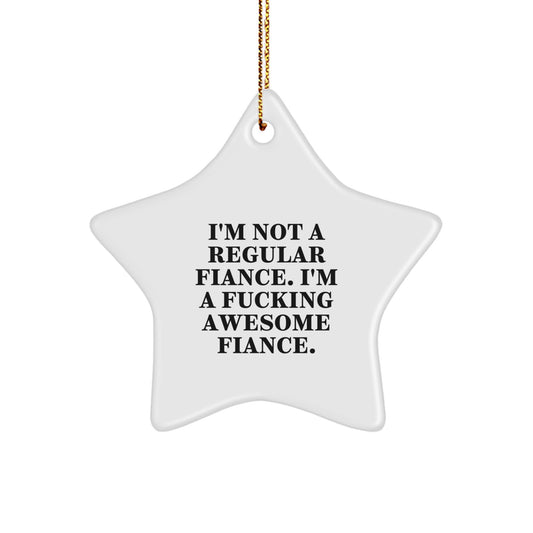 For Him Keepsake Fiance Star Christmas Ornament With Gold Cord Gift - Image 1