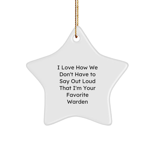 Funny Warden Star Ornament, Warden Gifts, Christmas Unique Decor - Image 1