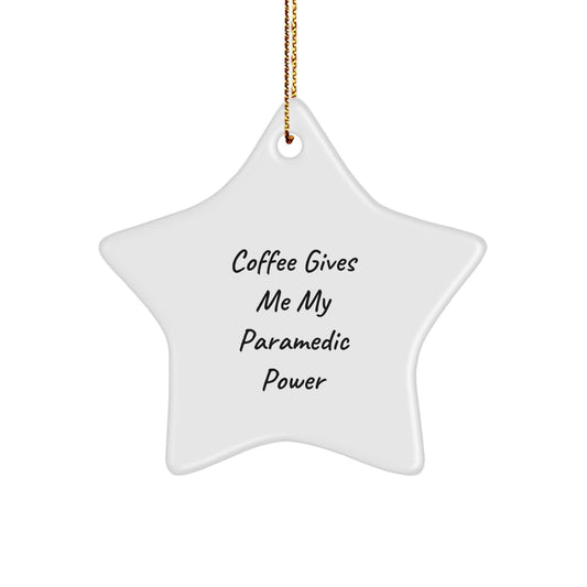 Funny Rescue Worker Gifts from Friends - Coffee Gives Me My Power Star Ornament for Rescue Worker Men, Unique Christmas Memorable Present for Rescue Worker Coworkers or Family - Image 1