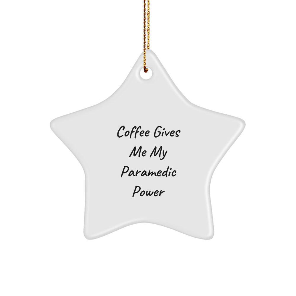 Funny Rescue Worker Gifts from Friends - Coffee Gives Me My Power Star Ornament for Rescue Worker Men, Unique Christmas Memorable Present for Rescue Worker Coworkers or Family - Image 1
