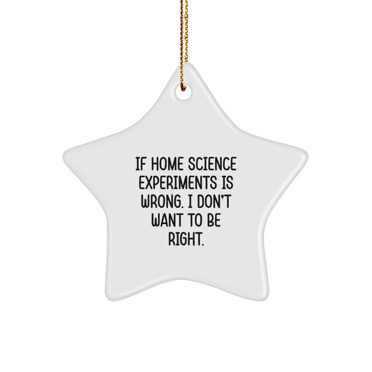 Inspirational Christmas Unique Gifts from Family for Home Science Experiments Enthusiasts - Funny Star Ornament, 'If Home Science Experiments Is Wrong. I Don't Want To Be Right.' - Image 1