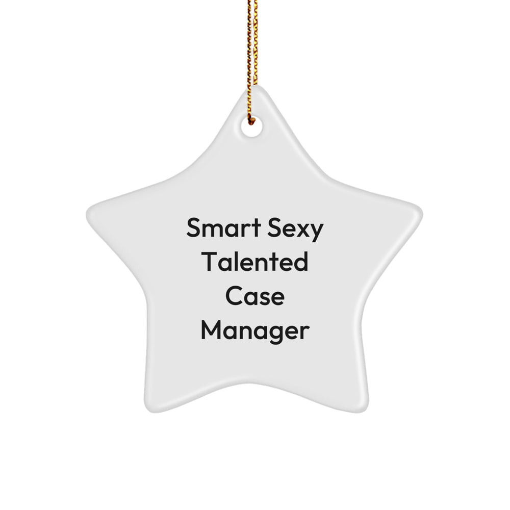 Sexy Talented Case Manager Christmas Star Ornament Gifts from Family, Friends, Coworkers - Funny Quote Case Manager Office Decorations, Star Shaped - Image 1