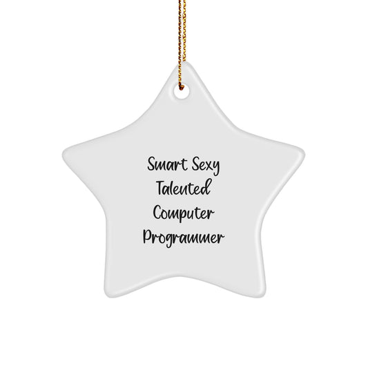 Funny Computer Programmer Star Ornament Gifts from Men to Friends, Inspirational Quote for Coding Geeks, Unique Christmas Decorations for Home Office - Image 1
