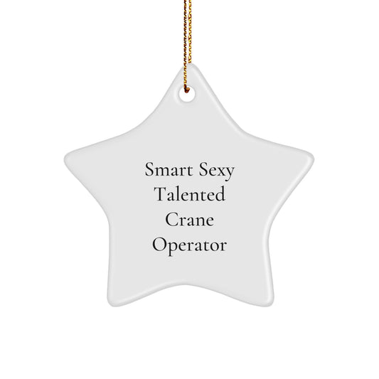 Funny Crane Operator Gifts from Friends, Christmas Unique Gifts for Men, Star Ornament with 'Smart Sexy Talented Crane Operator' Quote - Image 1