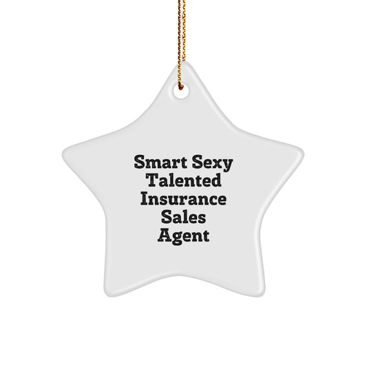 Gifts from Friends, Funny Insurance Sales Agent Star Ornament for Office Decor, Smart Insurance Agent Christmas Unique Gifts - Image 1