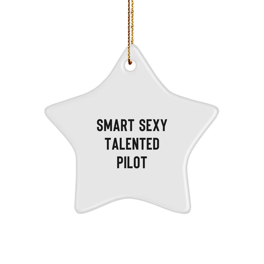 Smart Sexy Talented Pilot Gifts from Friends and Family for Christmas Unique Pilot Themed Decorations - Pilot Star Ornament - Image 1