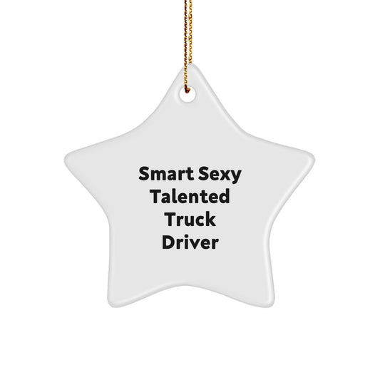 Funny Truck Driver Gifts Star Ornament for Men, Smart Sexy Talented Quote, Christmas Unique Presents from Family, Friends, Coworkers, or Loved Ones - Image 1