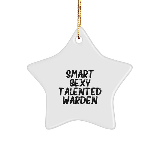 Funny Warden Gifts from Friends for Christmas, Gifts for Smart Sexy Talented Warden, Star Ornament for Christmas Tree - Image 1