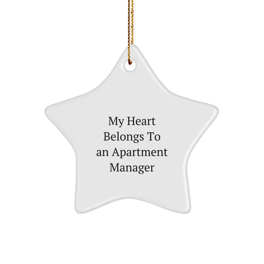 Funny Star Ornament Gifts for Apartment Manager - 'My Heart Belongs To An Apartment Manager' Christmas Unique Gifts from Friends to Family - Image 1