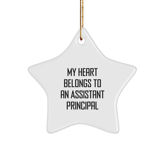 Funny Quote Gifts for Assistant Principals Star Ornament, Assistant Principal Appreciation Gifts from Men, Women, Friends, Family - My Heart Belongs To An Assistant Principal Christmas Unique Gifts - Image 1