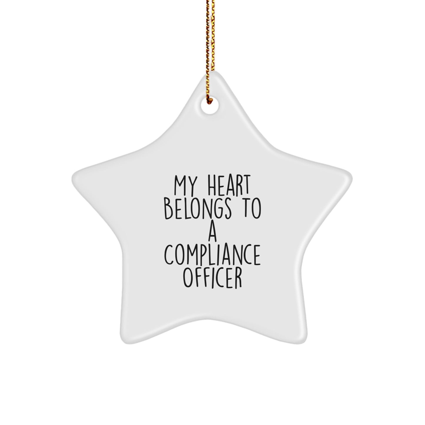 Funny Compliance Officer Gifts from Friends for Christmas Unique Star Ornament - My Heart Belongs To A Compliance Officer - Image 1