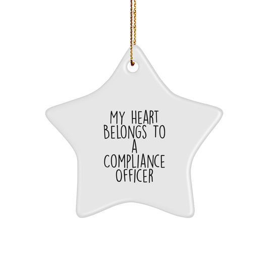 Funny Compliance Officer Gifts from Friends for Christmas Unique Star Ornament - My Heart Belongs To A Compliance Officer - Image 1