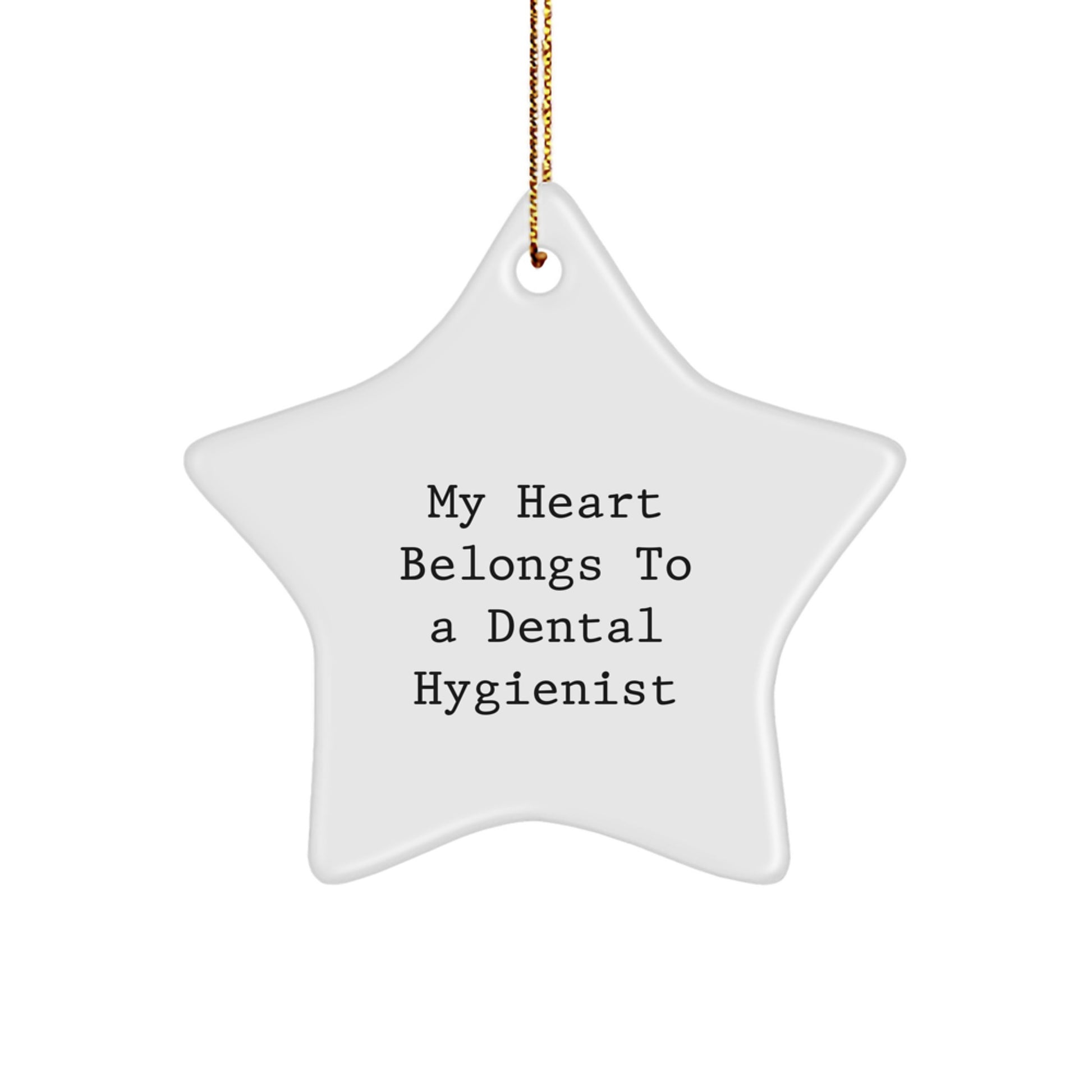Funny Dental Hygienist Star Ornament Gifts from Family for Christmas Unique Gifts, Heart Belongs to Dental Hygienist Star Decoration, Star Ornament for Dental Hygienist - Image 1