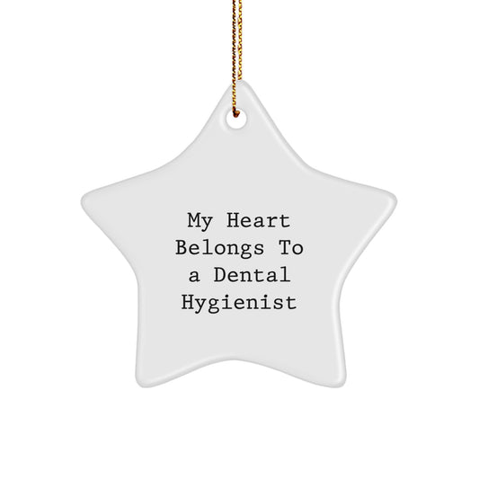 Funny Dental Hygienist Star Ornament Gifts from Family for Christmas Unique Gifts, Heart Belongs to Dental Hygienist Star Decoration, Star Ornament for Dental Hygienist - Image 1