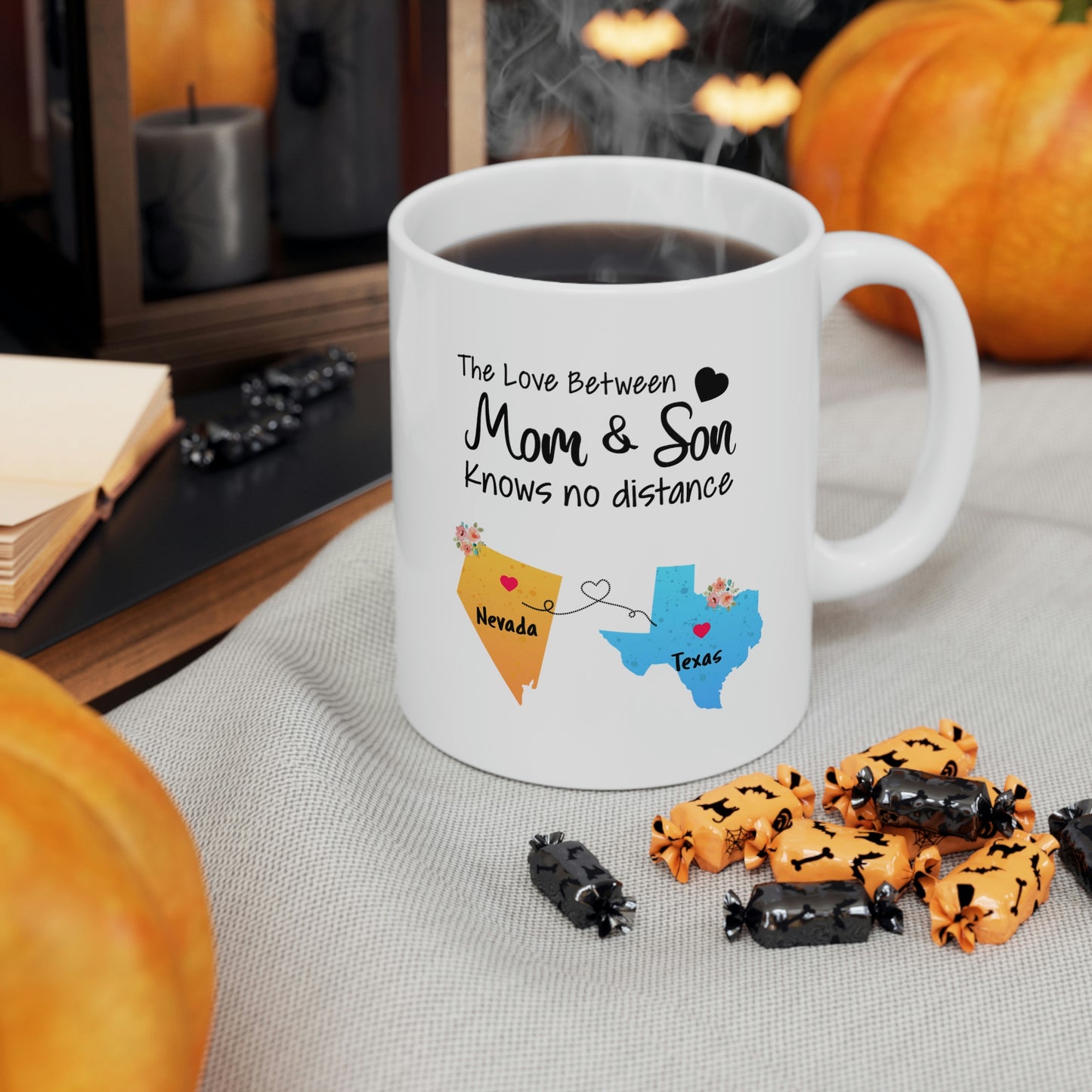 Nevada Texas Mother's Day Gifts - Love Mom & Son - Long Distance Home State 11 OZ Coffee Mug for Mom