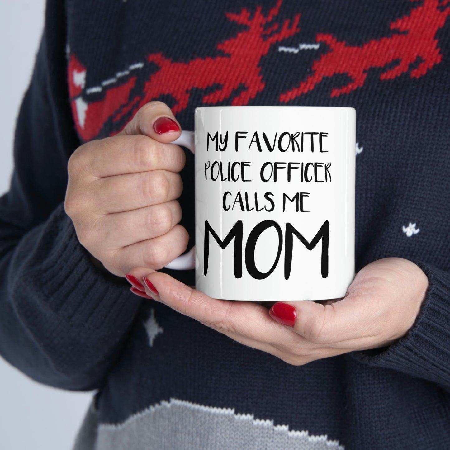 Police Officer Gifts for Mom, Police Mom Mug, My Favorite Police Officer Calls Me Mom, Police Academy Graduation Gifts, Birthday Christmas White Coffee Cup For Mother Coworker