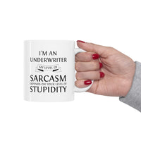 Load image into Gallery viewer, Underwriter Coffee Mug - My Level Of Sarcasm - Unique Funny Inspirational Gift for Men and Women
