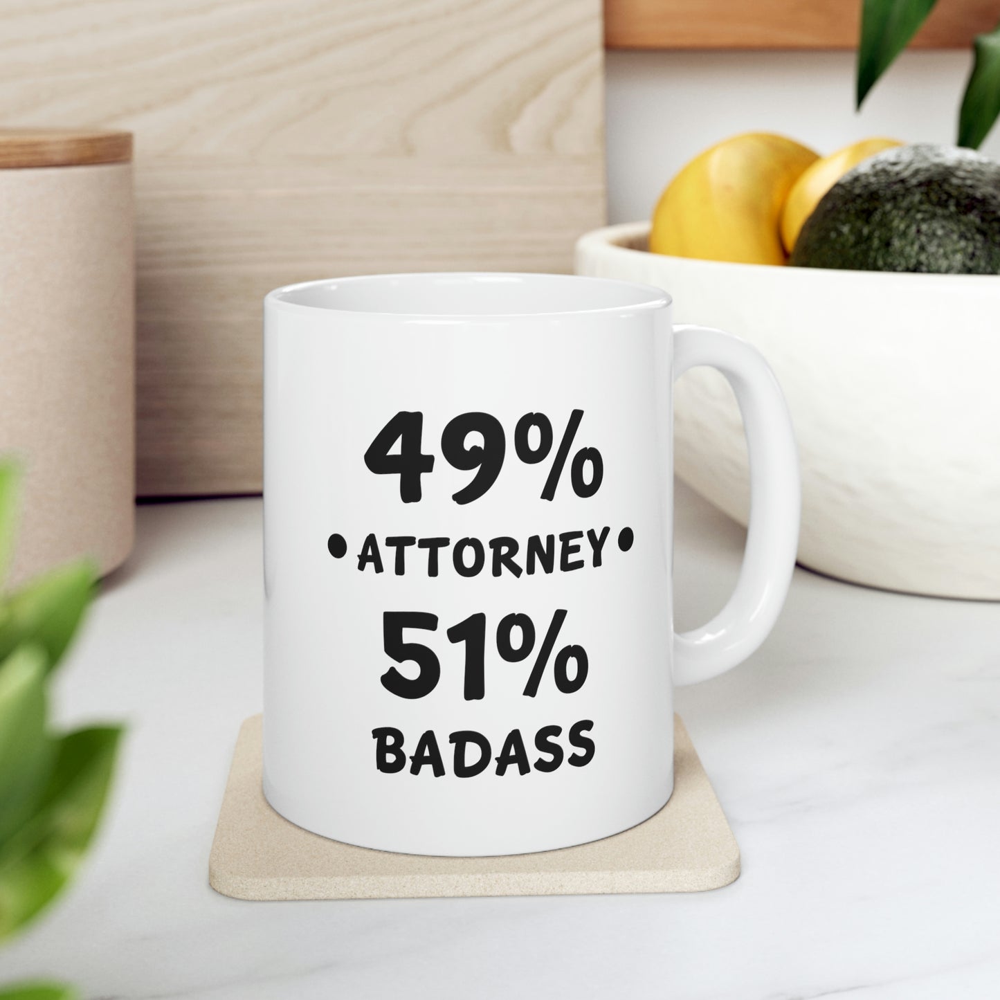 Funny Lawyer Coffee Mug - 49% Attorney 51% Badass - Best Attorney Gifts for Lawyered Men Women