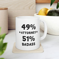 Load image into Gallery viewer, Funny Lawyer Coffee Mug - 49% Attorney 51% Badass - Best Attorney Gifts for Lawyered Men Women
