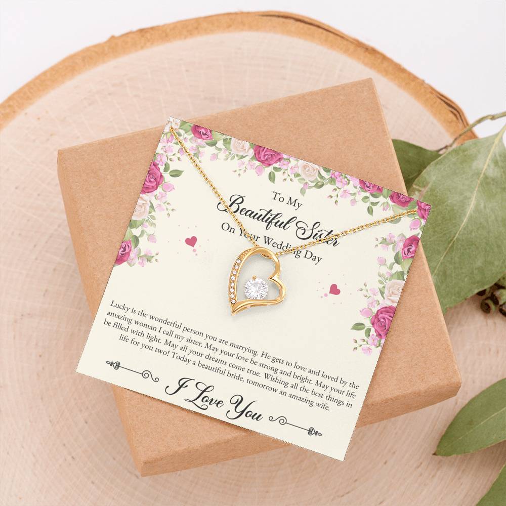 Bride Gifts, I Love You, Forever Love Heart Necklace For Women, Wedding Day Thank You Ideas From Sister