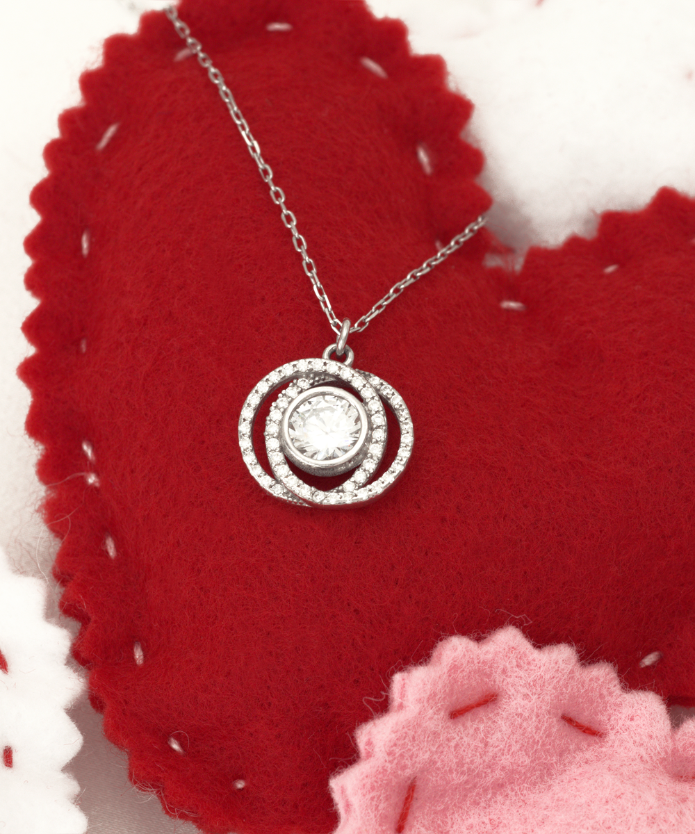 Badass Girlfriend Necklace, 1 Year Anniversary For Girlfriends Unique Gifts, Beautiful Birthday Gifts for Her Romantic, To My Badass Girlfriend Double Crystal Circle Necklace For Women