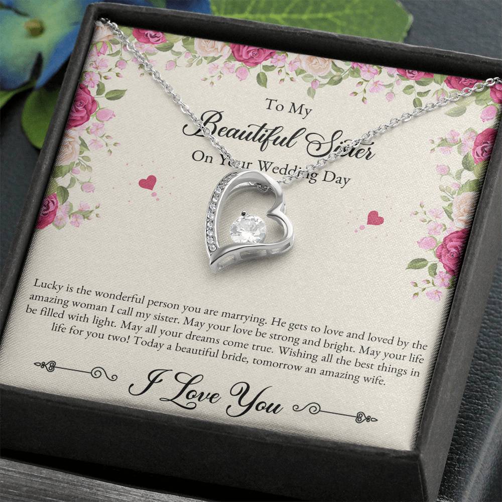 Bride Gifts, I Love You, Forever Love Heart Necklace For Women, Wedding Day Thank You Ideas From Sister