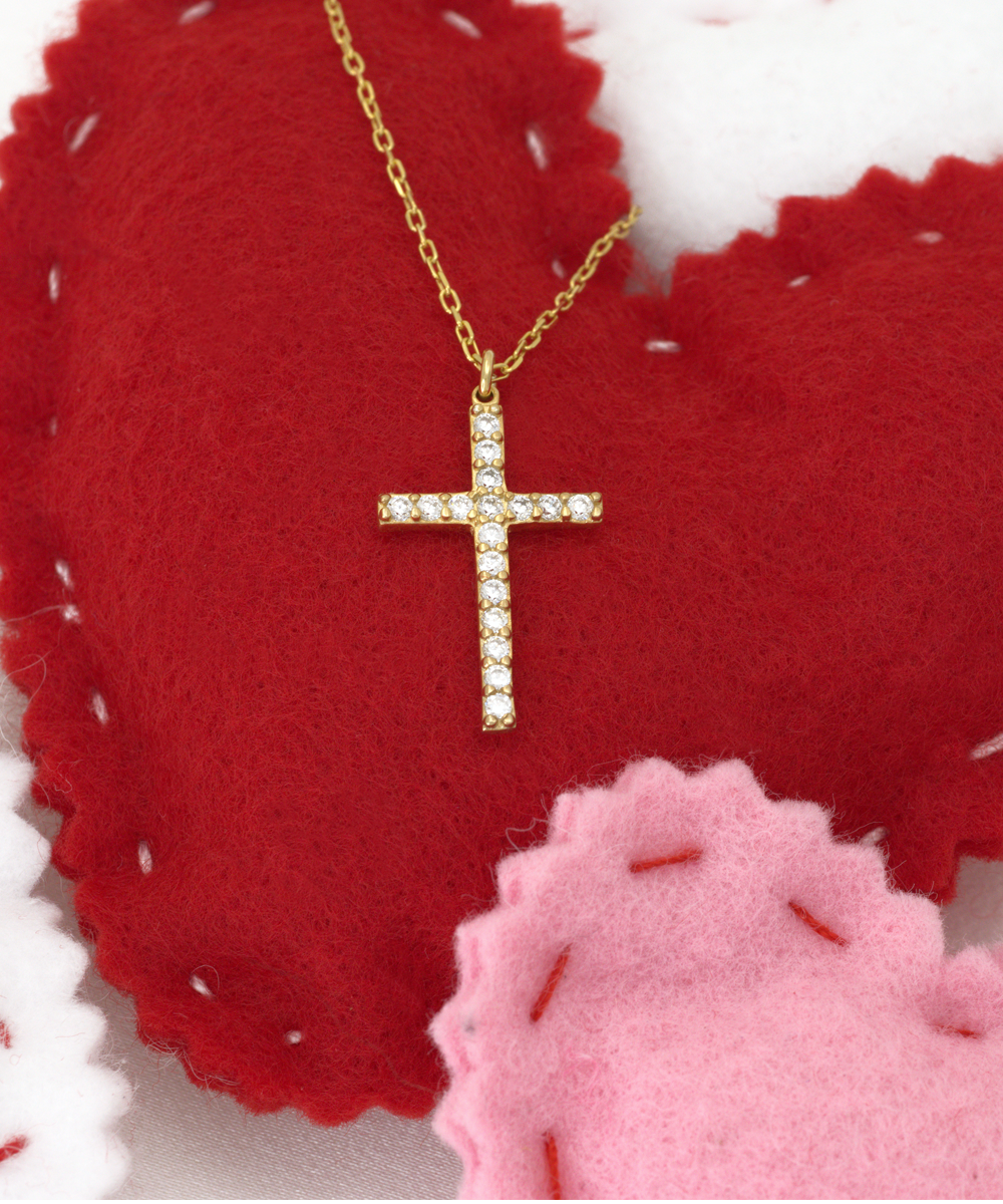 Badass Girlfriend Necklace, 1 Year Anniversary For Girlfriends Unique Gifts, Beautiful Birthday Gifts for Her Romantic, To My Badass Girlfriend Crystal Gold Cross Necklace For Women