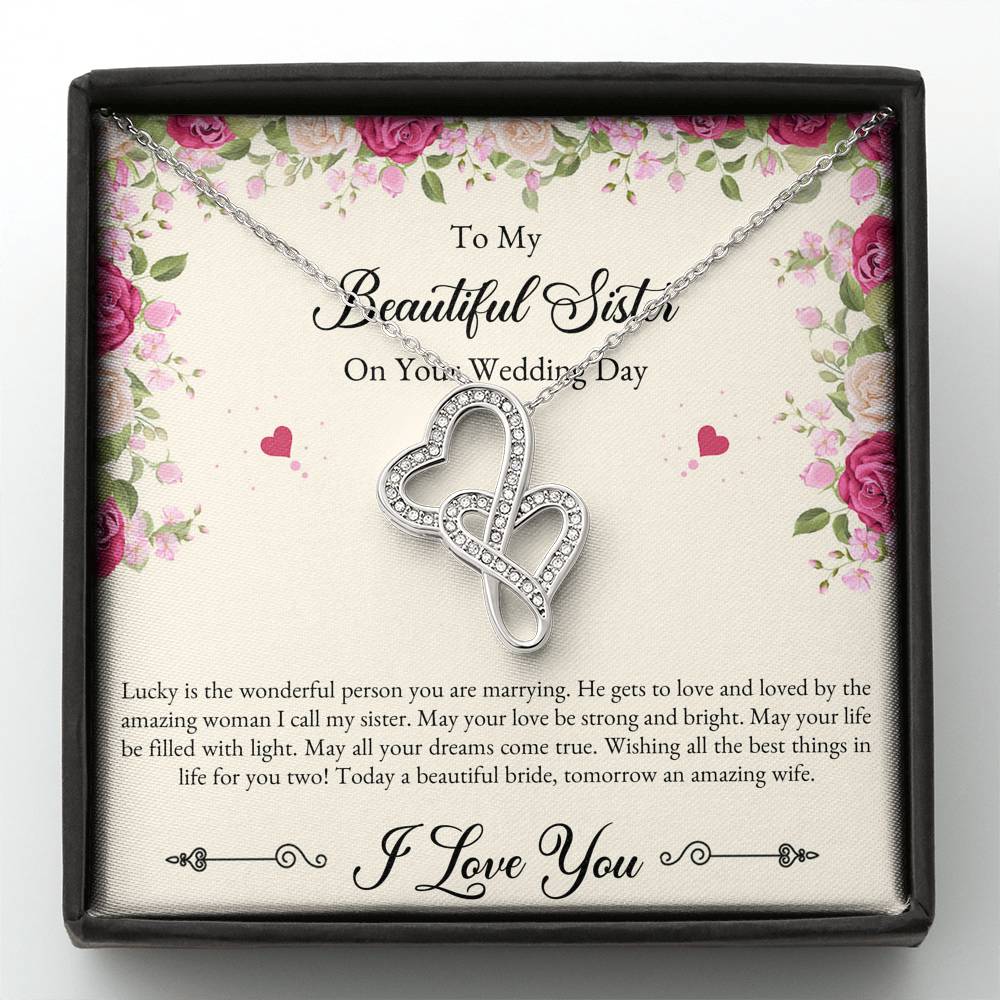 Bride Gifts, I Love You, Double Heart Necklace For Women, Wedding Day Thank You Ideas From Sister