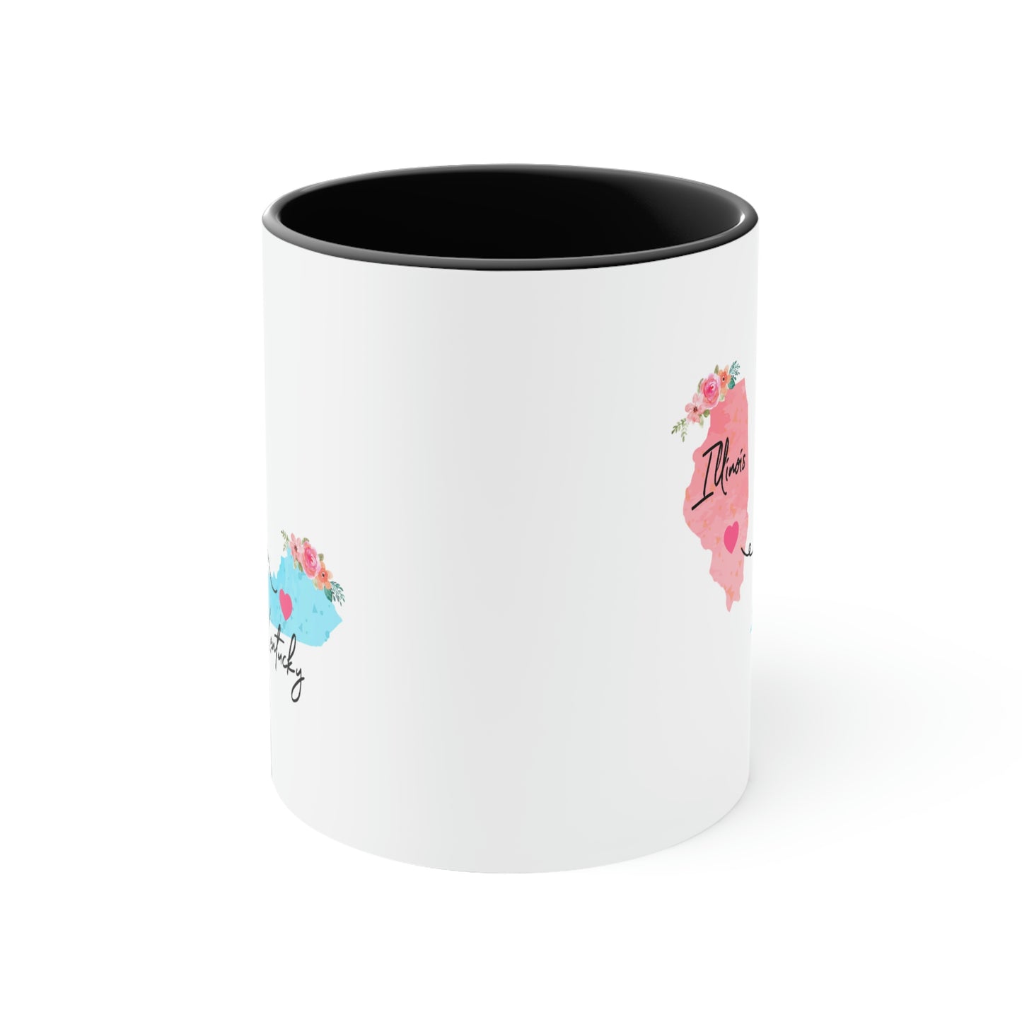 Illinois Kentucky Gifts | Long Distance State Two Tone Coffee Mug | State to State | Away From Home Family | Moving Away Mug