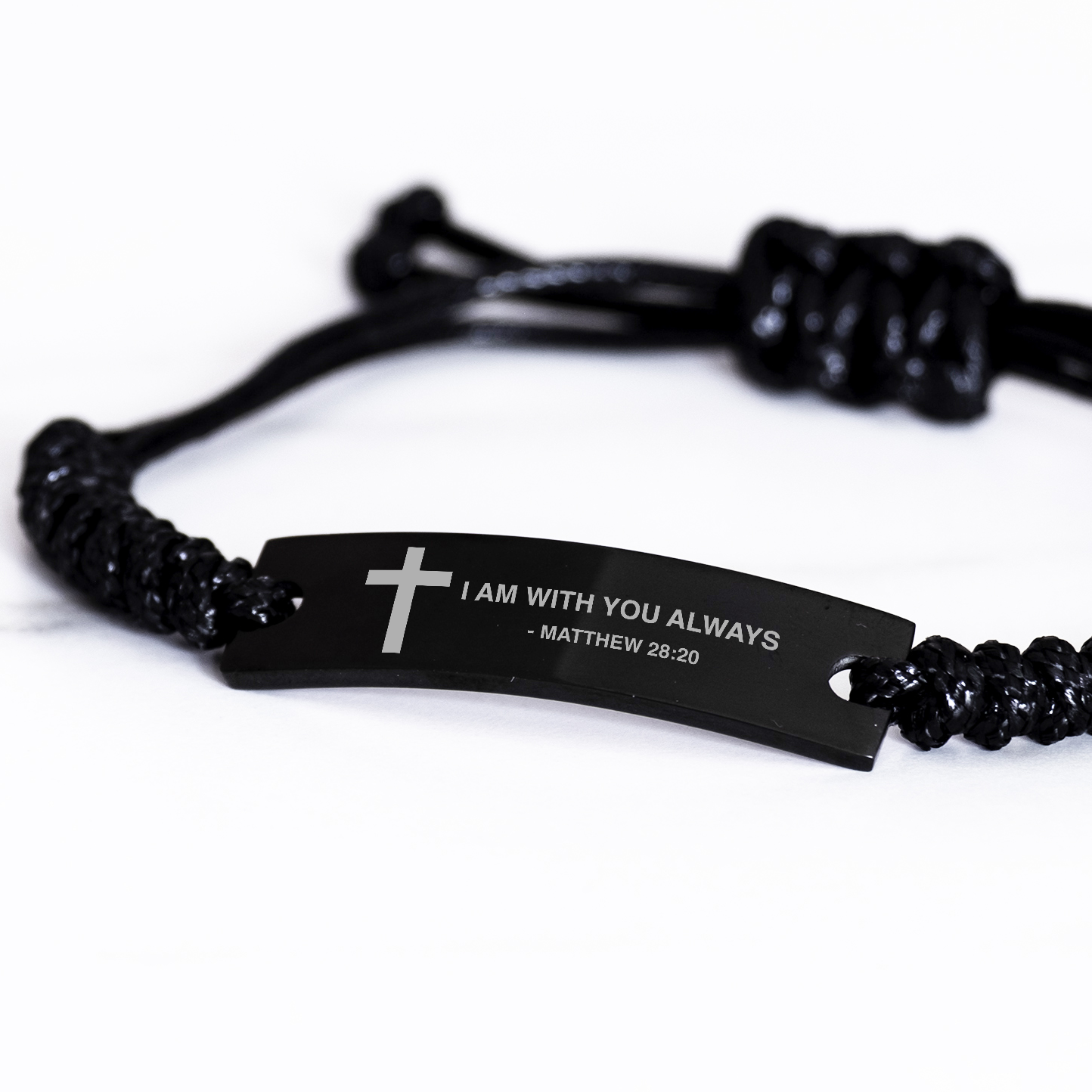 Bible Verse Rope Bracelet, I Am With You Always, Matthew 28:20, Inspirational Christian Gifts For Men Women