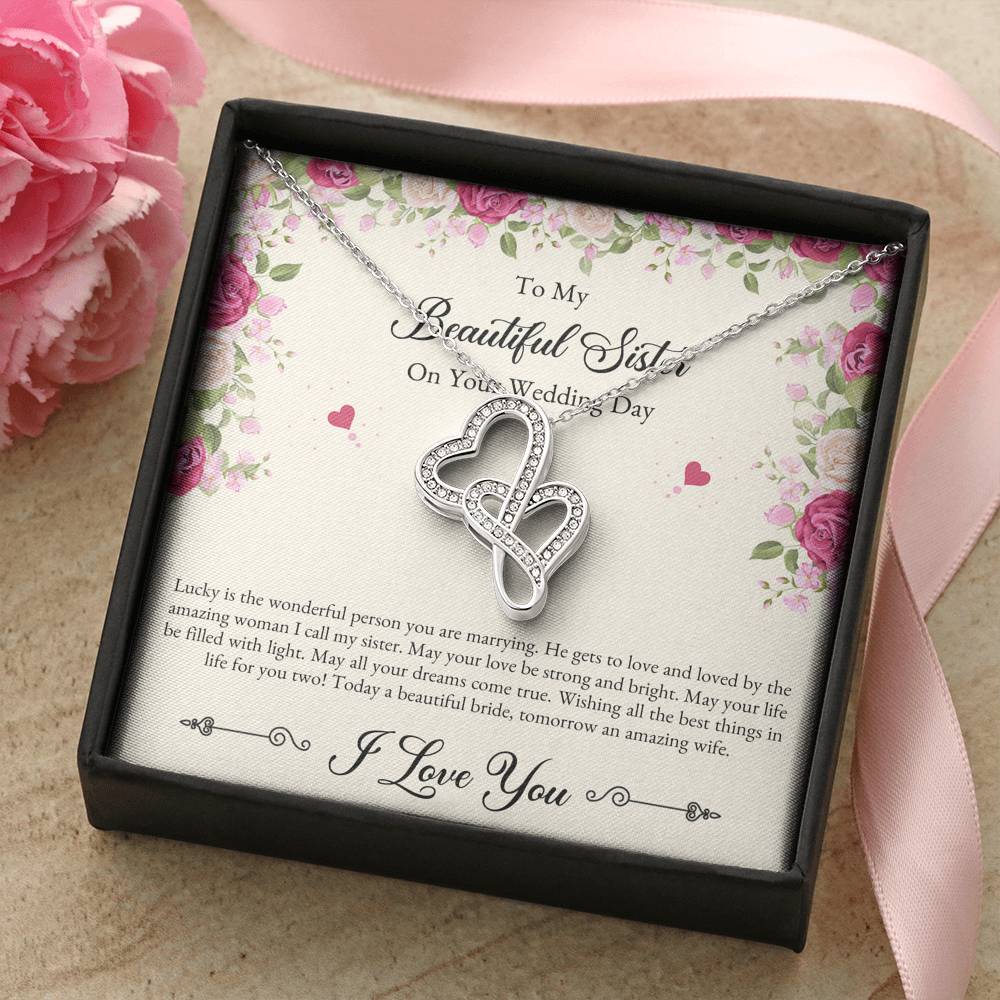 Bride Gifts, I Love You, Double Heart Necklace For Women, Wedding Day Thank You Ideas From Sister
