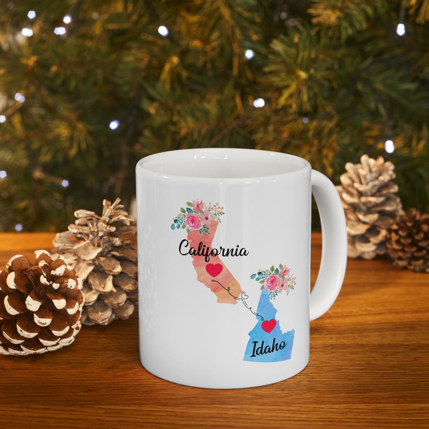 California Idaho Gifts, Long Distance State, State to State 11 OZ Coffee Mug, Christmas Gifts for Mom and Dad, Away from Family, Away from Hometown