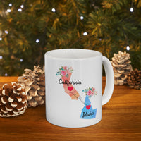 Load image into Gallery viewer, California Idaho Gifts, Long Distance State, State to State 11 OZ Coffee Mug, Christmas Gifts for Mom and Dad, Away from Family, Away from Hometown
