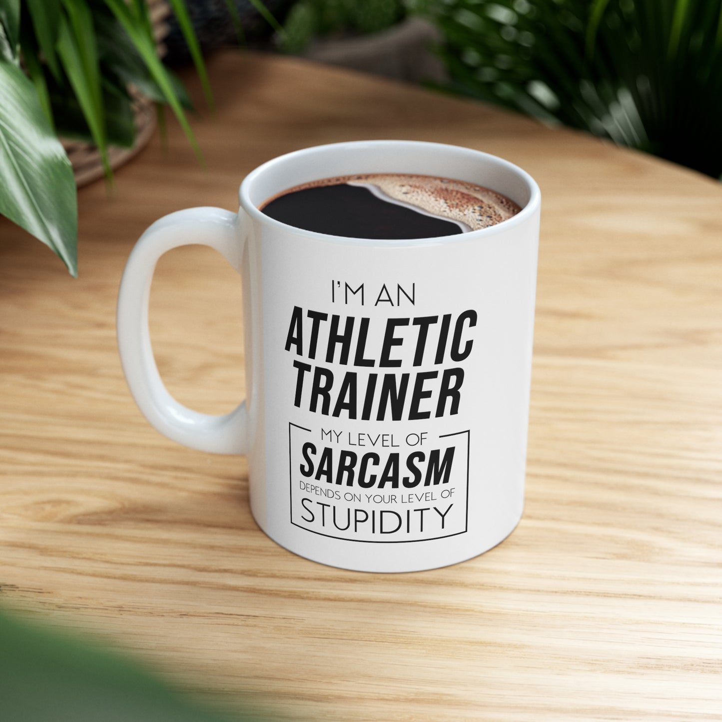 Funny Athletic Trainer Coffee Mug - My Level Of Sarcasm Cup - Unique Fitness Trainer Birthday Christmas Present for Men Women Coworker Friends