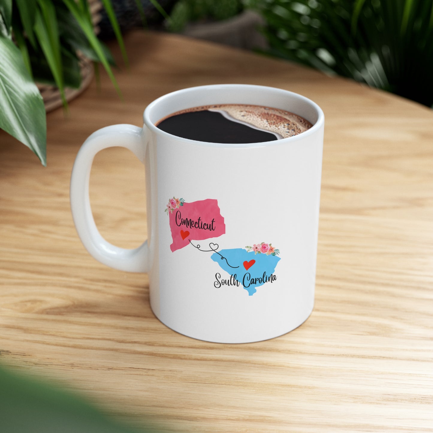 Connecticut South Carolina Gifts - Long Distance State Ceramic Shot Glass for Mom and Dad