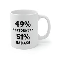 Load image into Gallery viewer, Funny Lawyer Coffee Mug - 49% Attorney 51% Badass - Best Attorney Gifts for Lawyered Men Women
