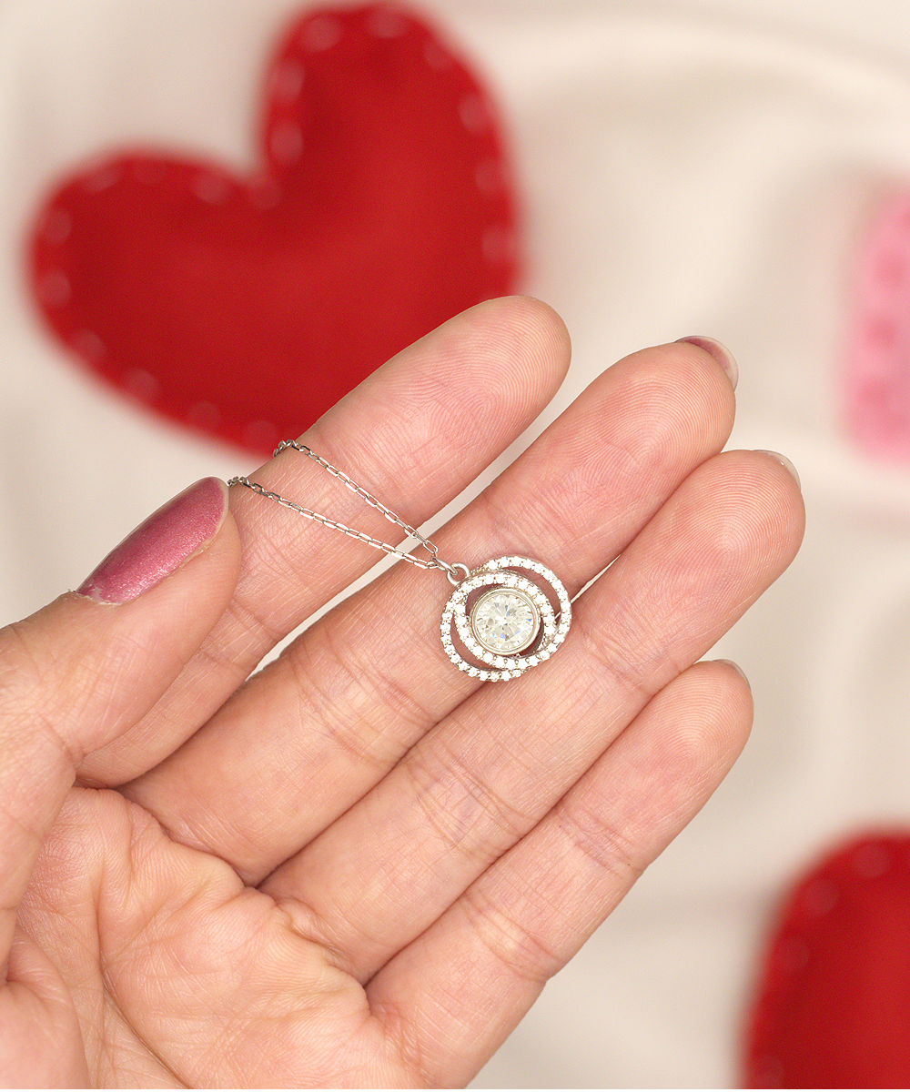 Badass Girlfriend Necklace, 1 Year Anniversary For Girlfriends Unique Gifts, Beautiful Birthday Gifts for Her Romantic, To My Badass Girlfriend Double Crystal Circle Necklace For Women