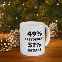 Load image into Gallery viewer, Funny Lawyer Coffee Mug - 49% Attorney 51% Badass - Best Attorney Gifts for Lawyered Men Women
