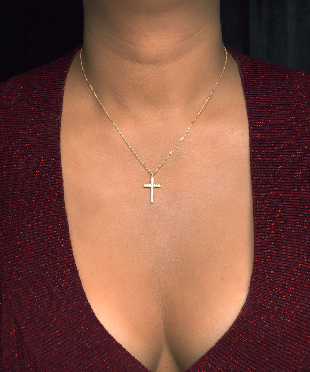 Birthday Card For Daughter in law, Crystal Gold Cross Necklace, To My Daughter in law Necklace from Mother in law, Future Daughter in Law Wedding Gifts