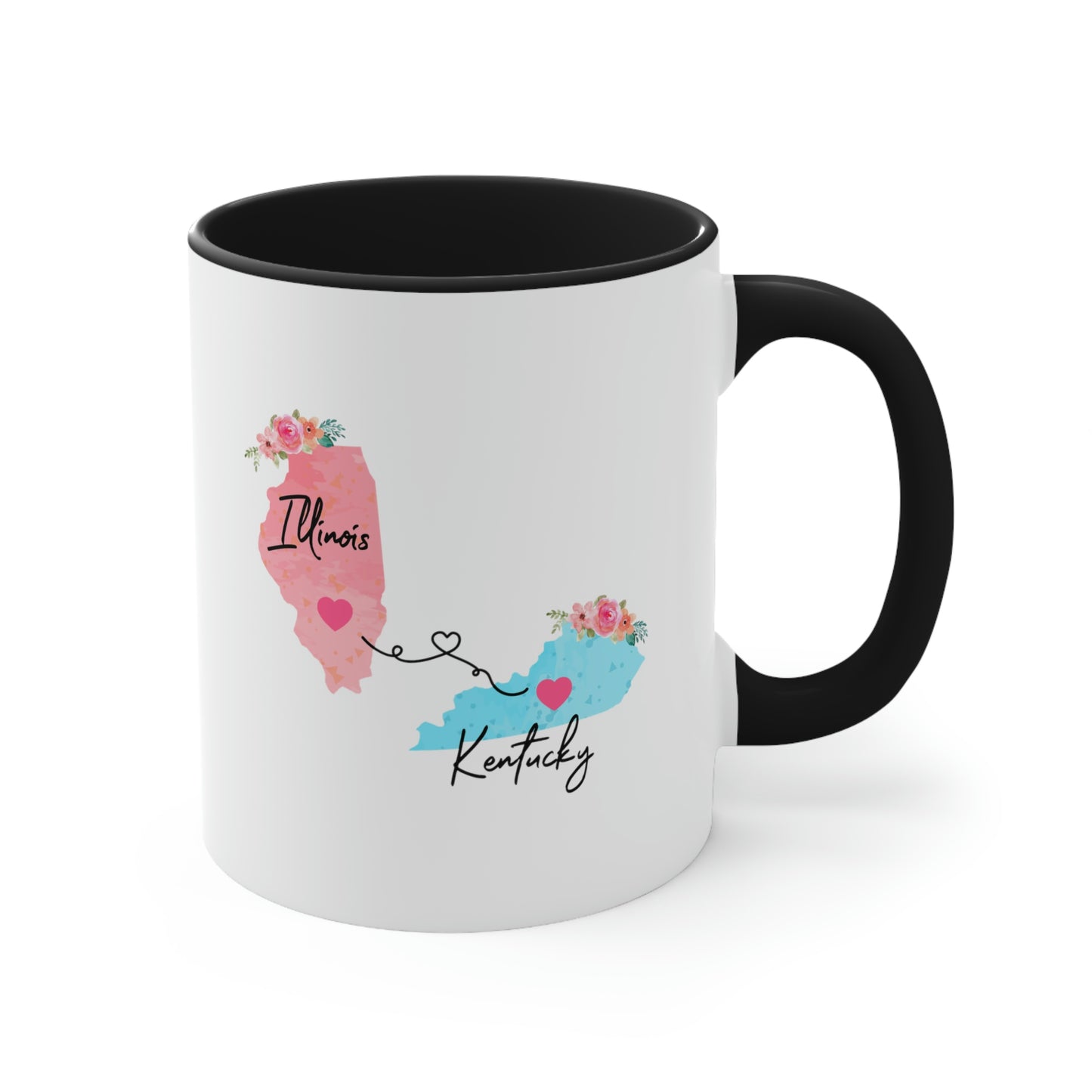 Illinois Kentucky Gifts | Long Distance State Two Tone Coffee Mug | State to State | Away From Home Family | Moving Away Mug