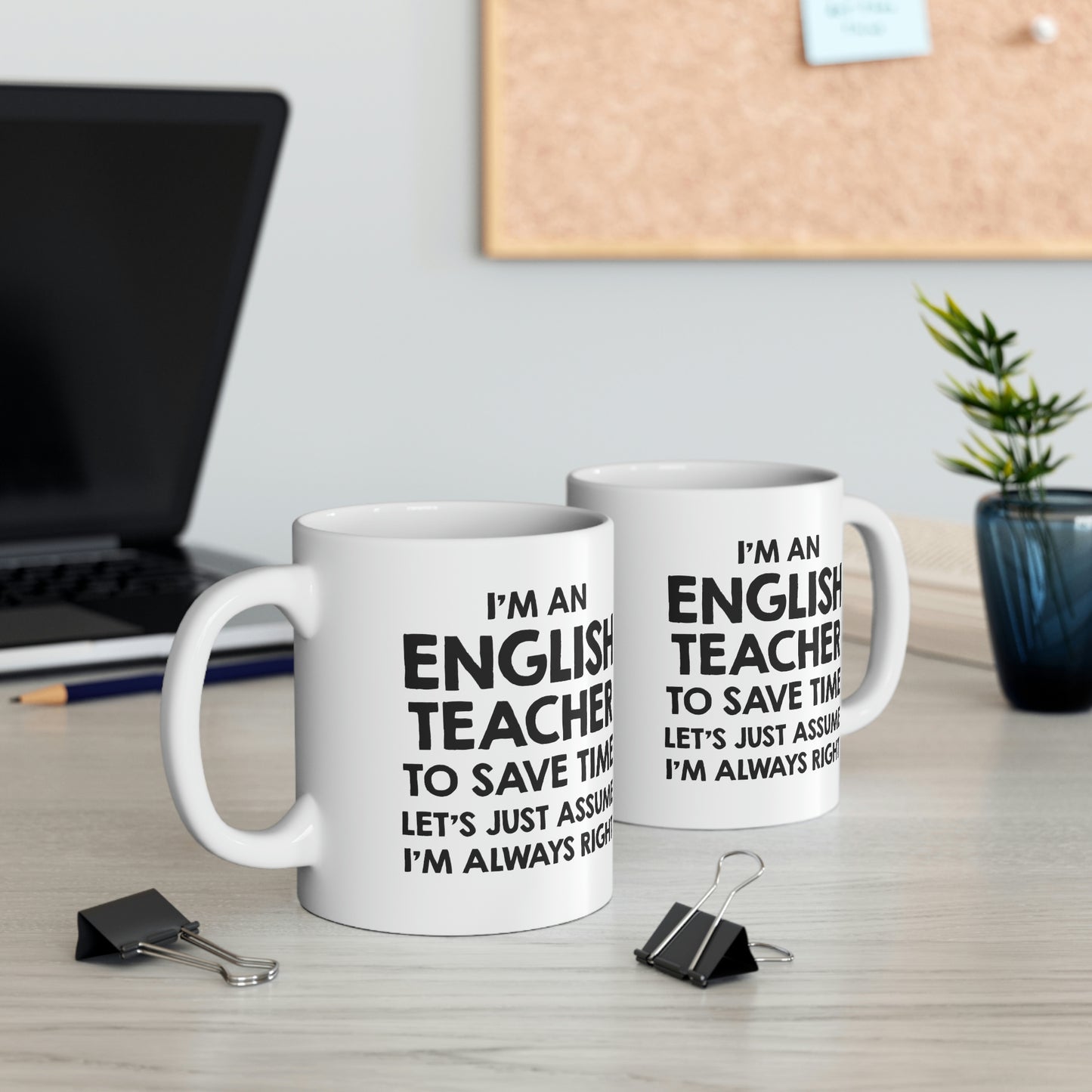 Funny English Teacher Coffee Mug, I'm an English Teacher I'm always Right Cup - Fun Christmas Cup for Grammar Teacher Men Women