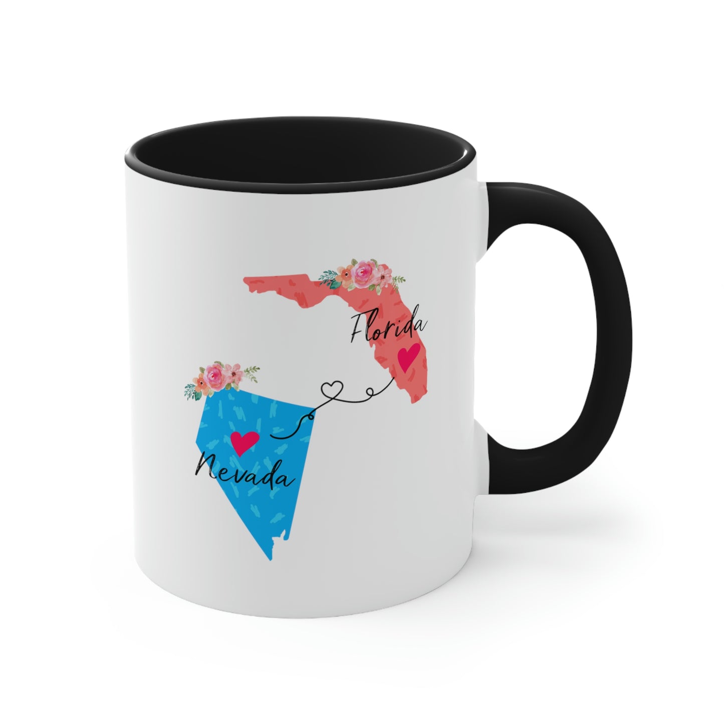 Florida Nevada Gifts | Long Distance State Two Tone Coffee Mug | State to State | Away From Home Family | Moving Away Mug
