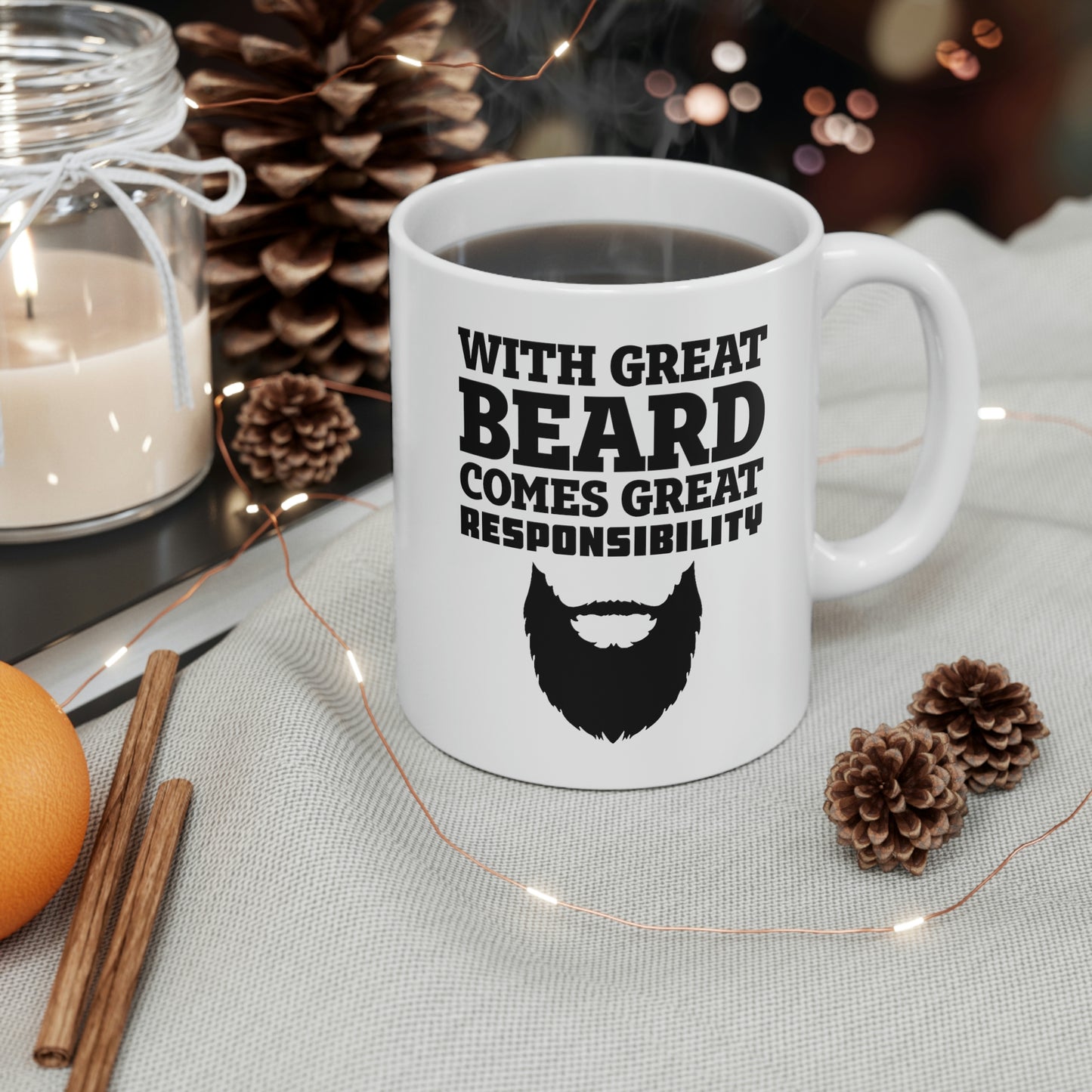 Father’s Day Gifts From Wife - With Great Beard Comes Great Responsibility White Coffee Mug, Tea Cup
