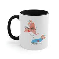 Load image into Gallery viewer, New York Tennessee Gifts | Long Distance State Two Tone Coffee Mug | State to State | Away From Hometown Family | Moving Away Mug
