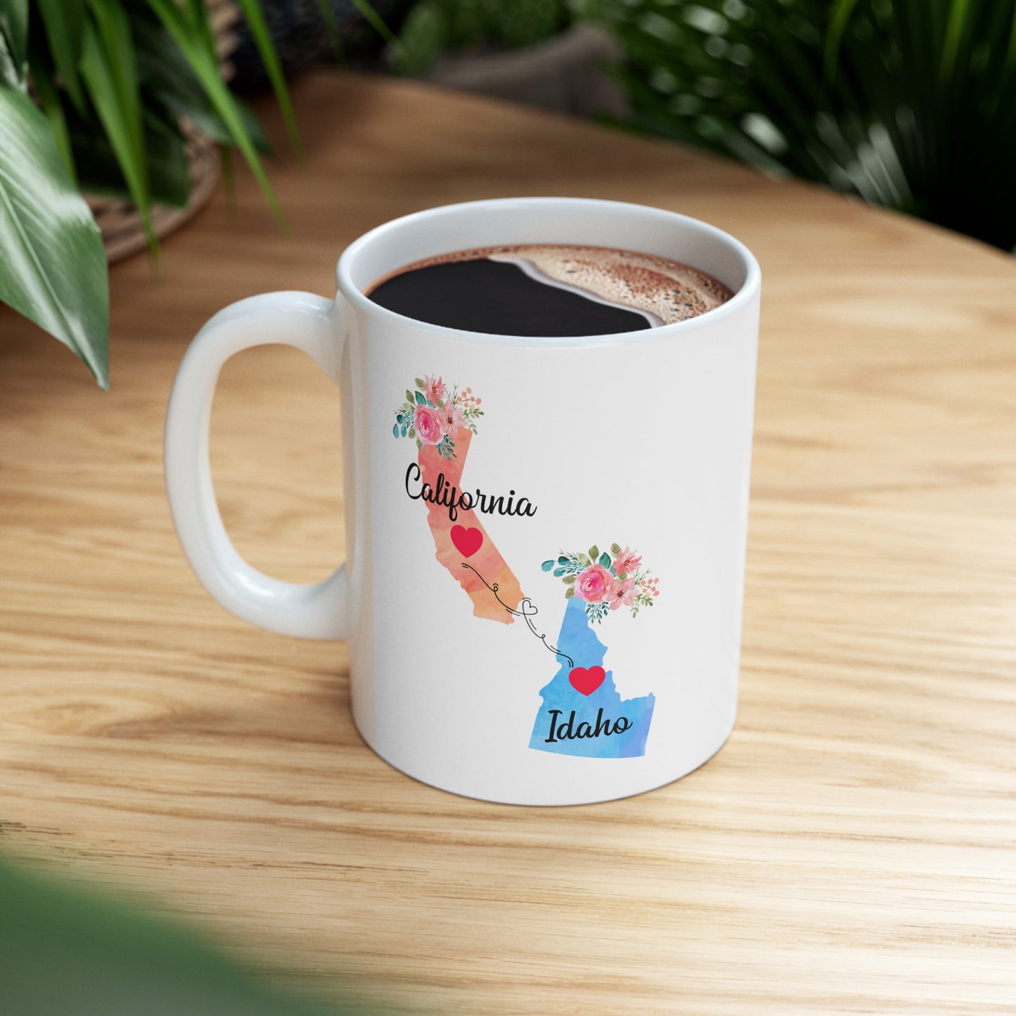 California Idaho Gifts, Long Distance State, State to State 11 OZ Coffee Mug, Christmas Gifts for Mom and Dad, Away from Family, Away from Hometown