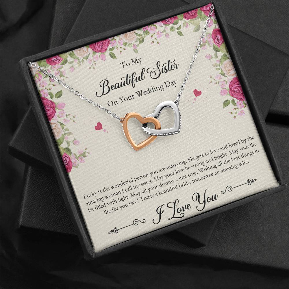 Bride Gifts, I Love You, Interlocking Heart Necklace For Women, Wedding Day Thank You Ideas From Sister