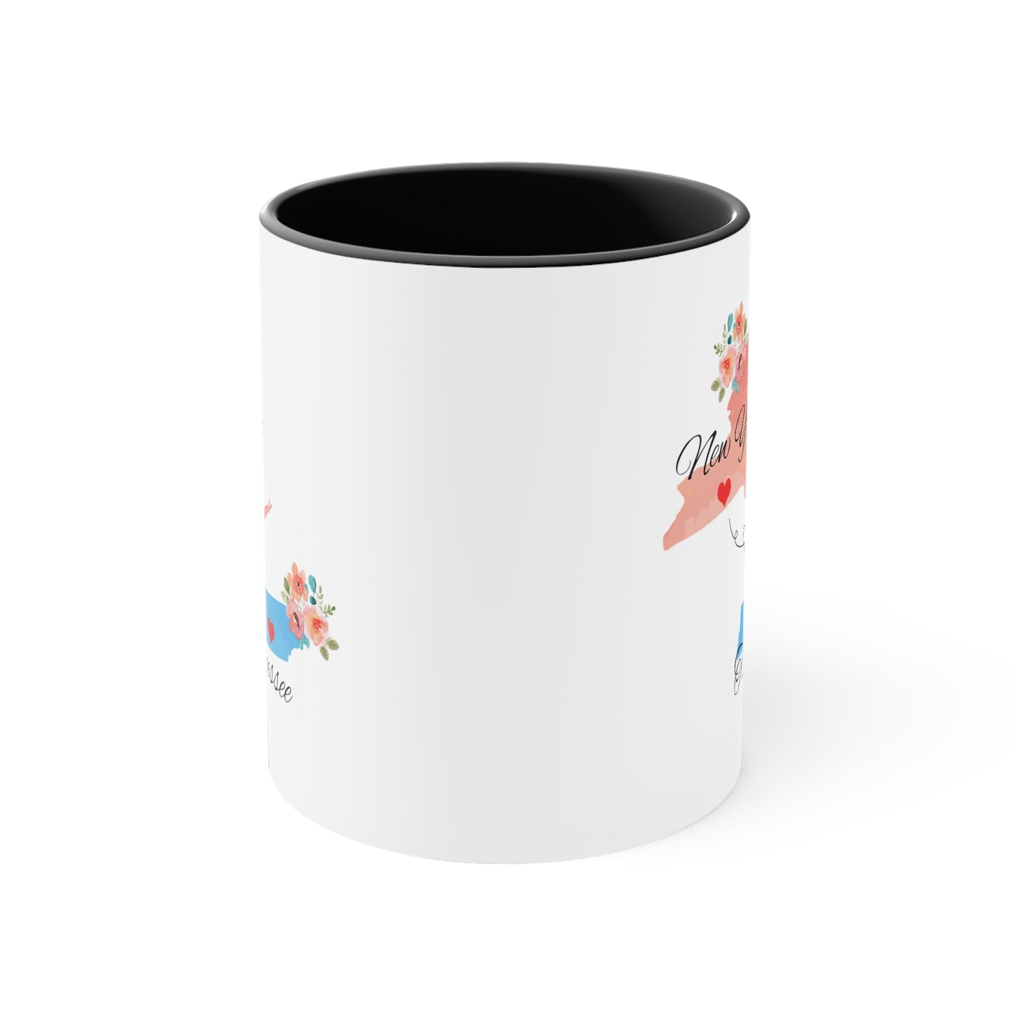 New York Tennessee Gifts | Long Distance State Two Tone Coffee Mug | State to State | Away From Hometown Family | Moving Away Mug